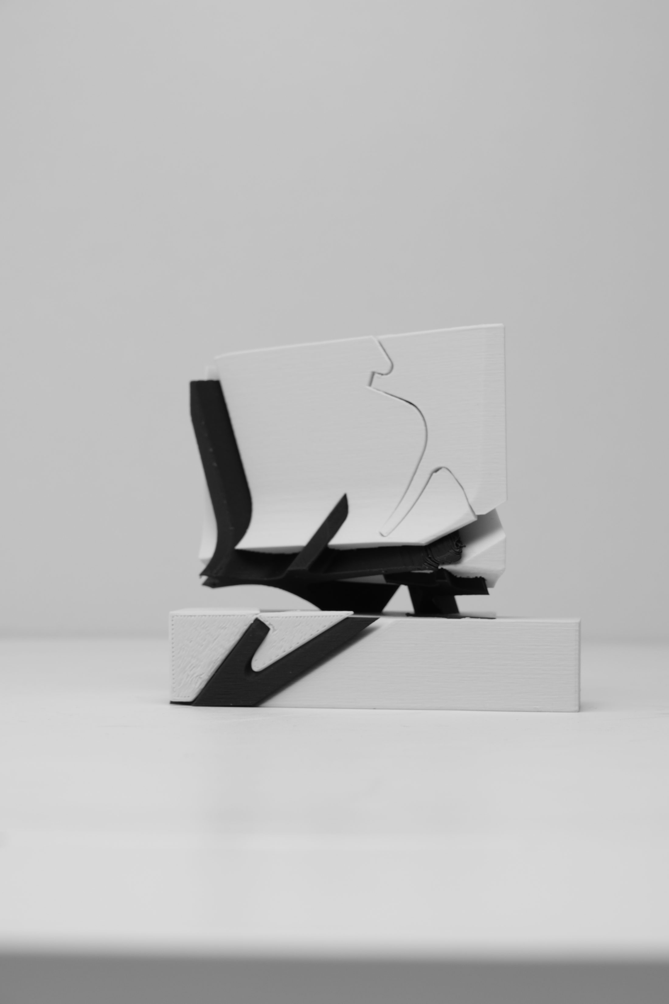 Reconfigured cube model athletic silhouettes carved from foam block