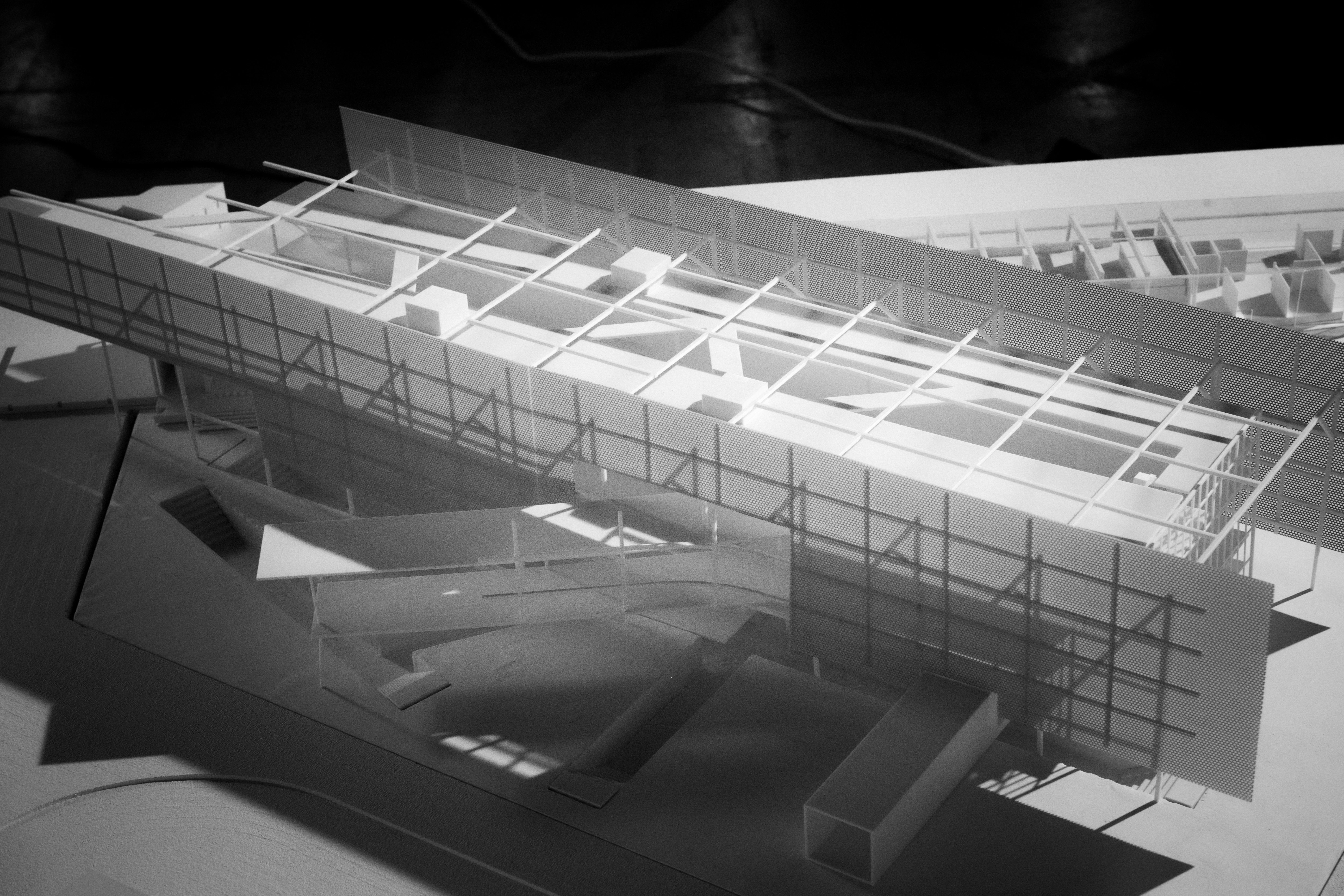 Physical model cross section revealing interior spatial logic
