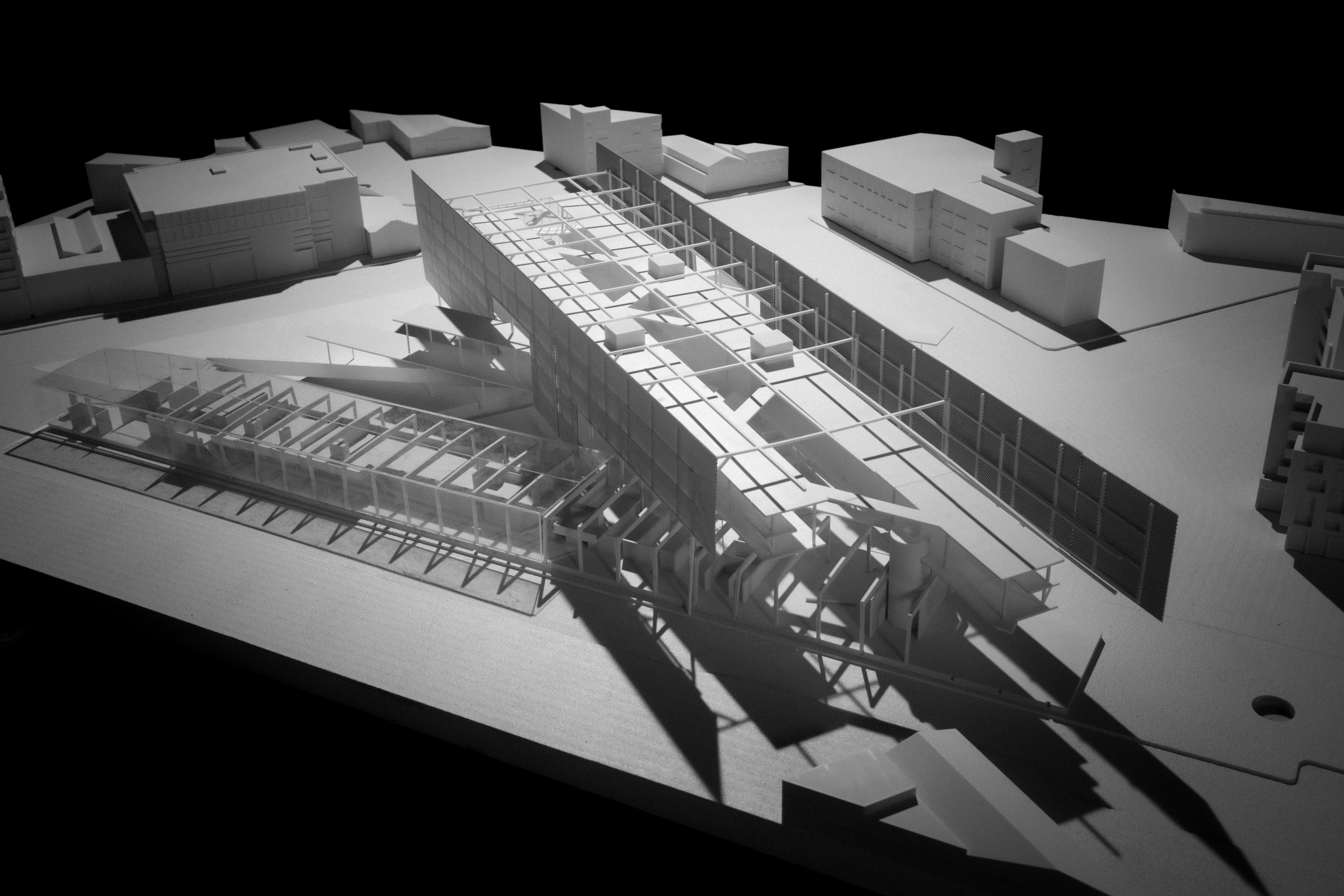 Aerial view full campus context