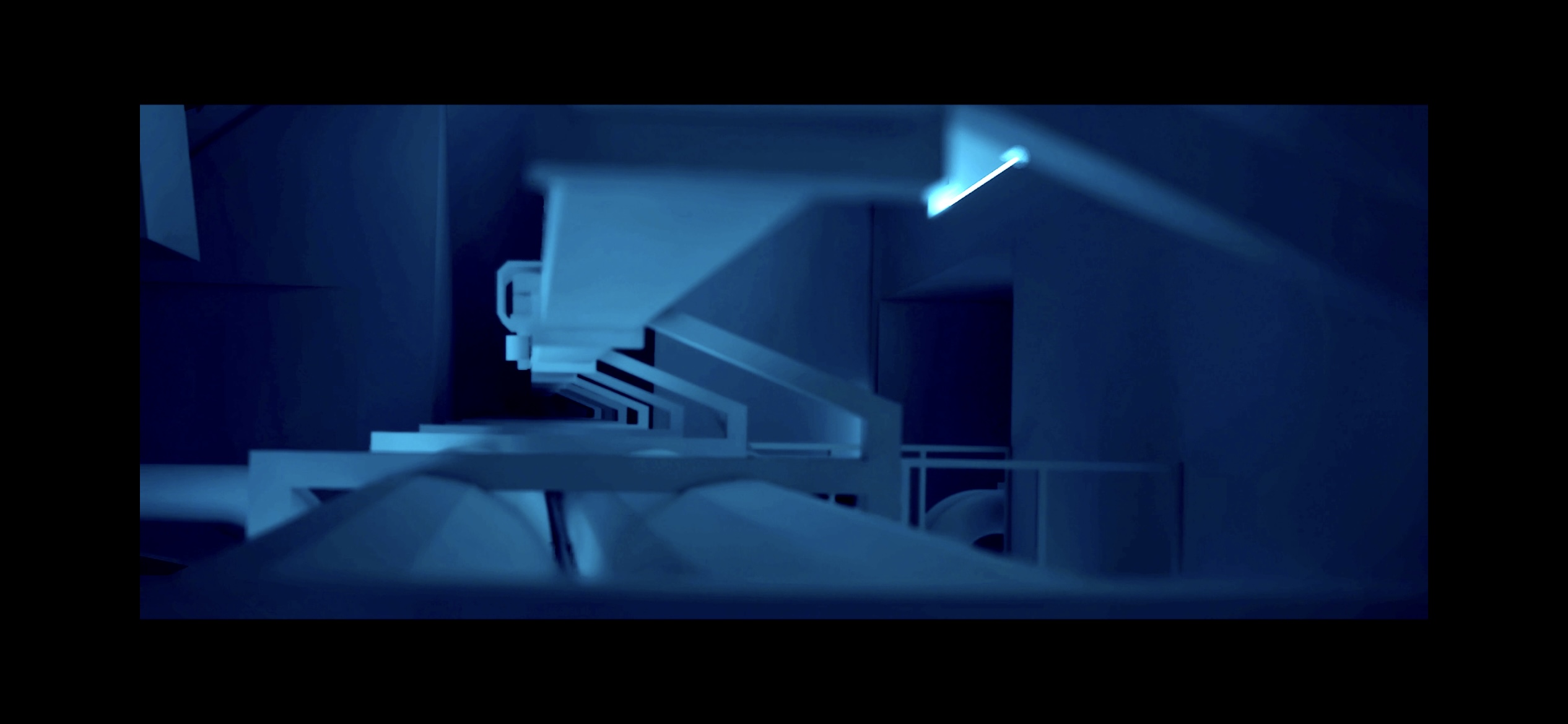 Plan section drawing pools above, data hall below, shared mechanical core