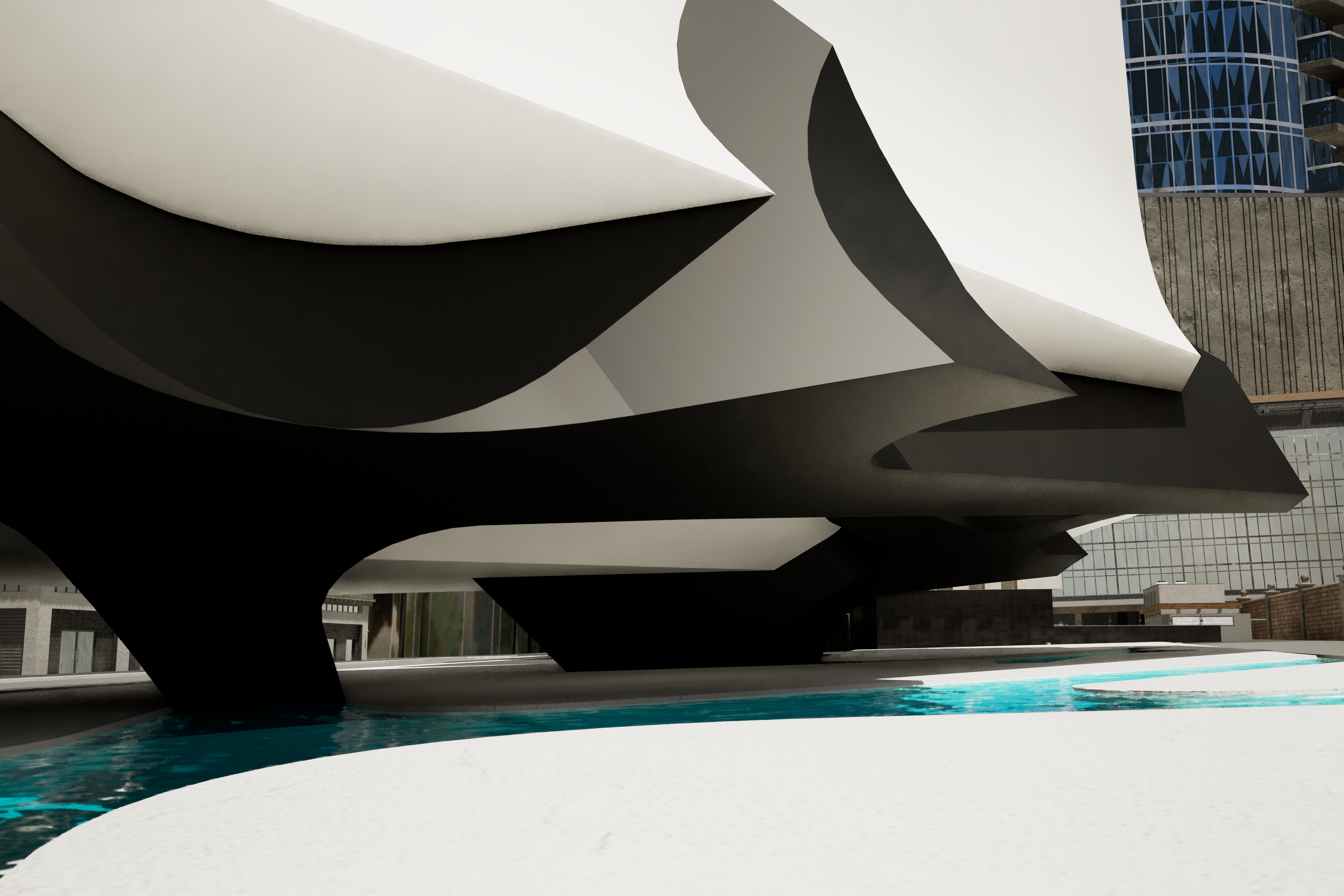 Data hall at depth server rows receding to vanishing point