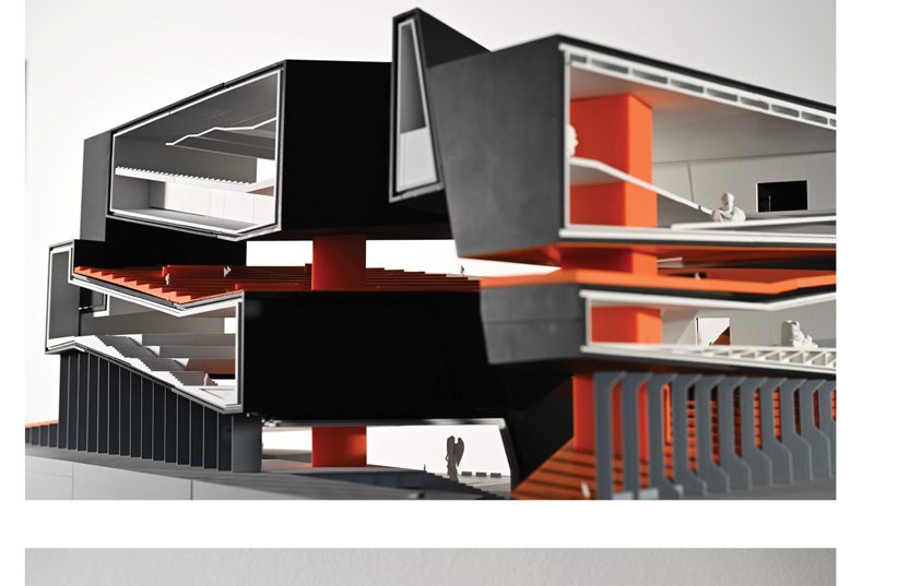 Sectional model — open section through galleries and seams